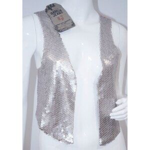GARCIA JEANS Crop Vest SEQUIN Pearl Blush Top XS